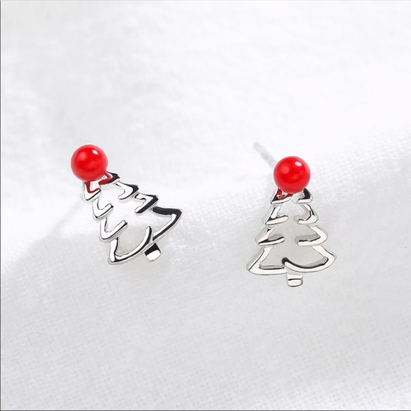 925 sterling silver Christmas tree stud earrings - Picture 2 of 4